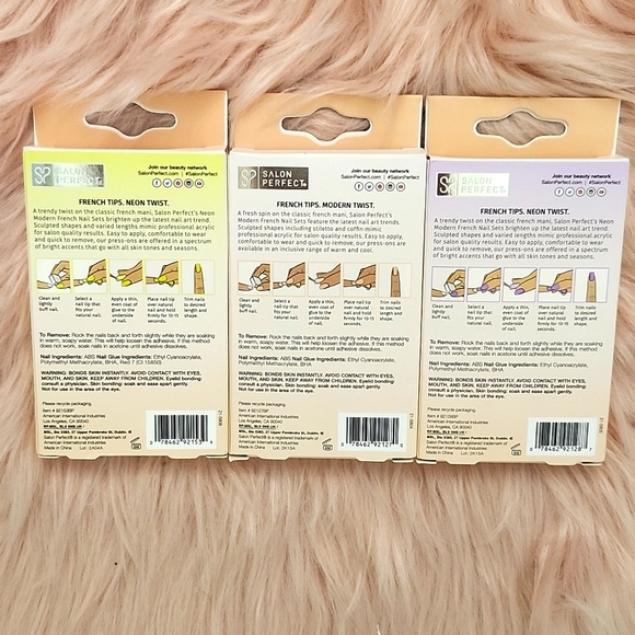 Brand New 3CT BUNDLE SALON PERFECT MODERN FRENCH FALSE NAILS-M/L - Picture 2 of 5